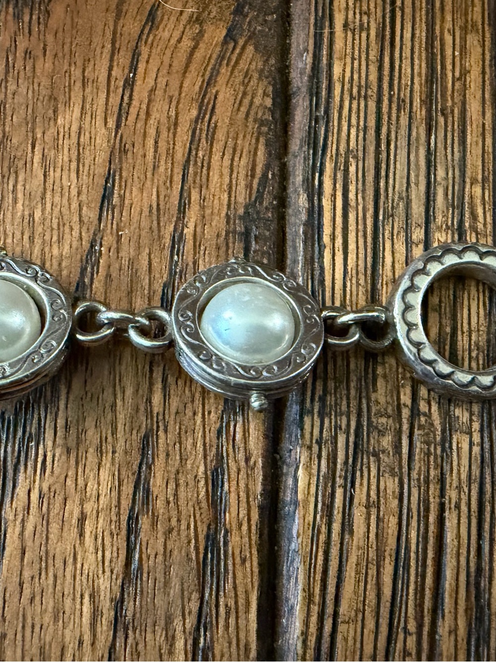 Brighton Classic Pearl Accent Silver-Tone toggle Bracelet - Women Jewelry. - Picture 2 of 4